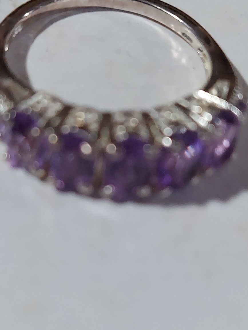 Size 7 Amythist Purple Ring Sterling Silver!!!