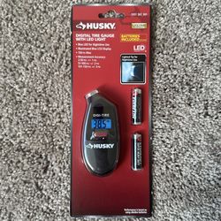Husky Digital Tire Gauge with LED Light 150 PSI Max, Batteries Included