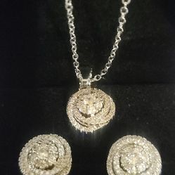Trio Set Earrings & Matching CZ Necklace