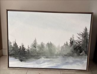 Framed Watercolor Winter Forest Canvas Art