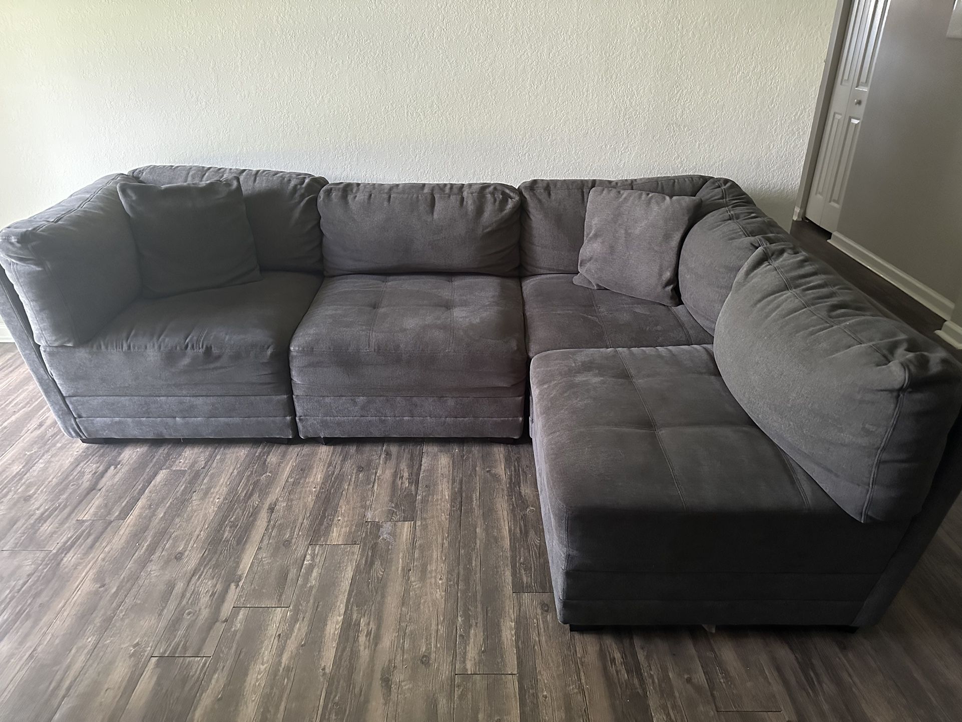 Grey Sectional Couch With Ottoman Storage 