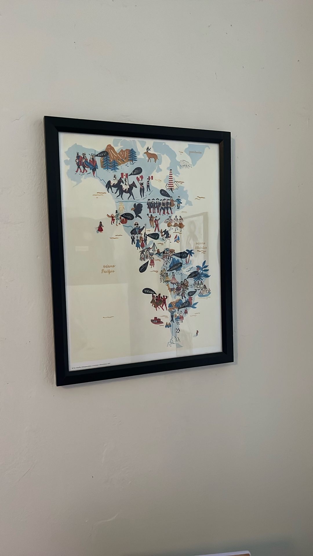 Framed Stylized Map Of North And South America
