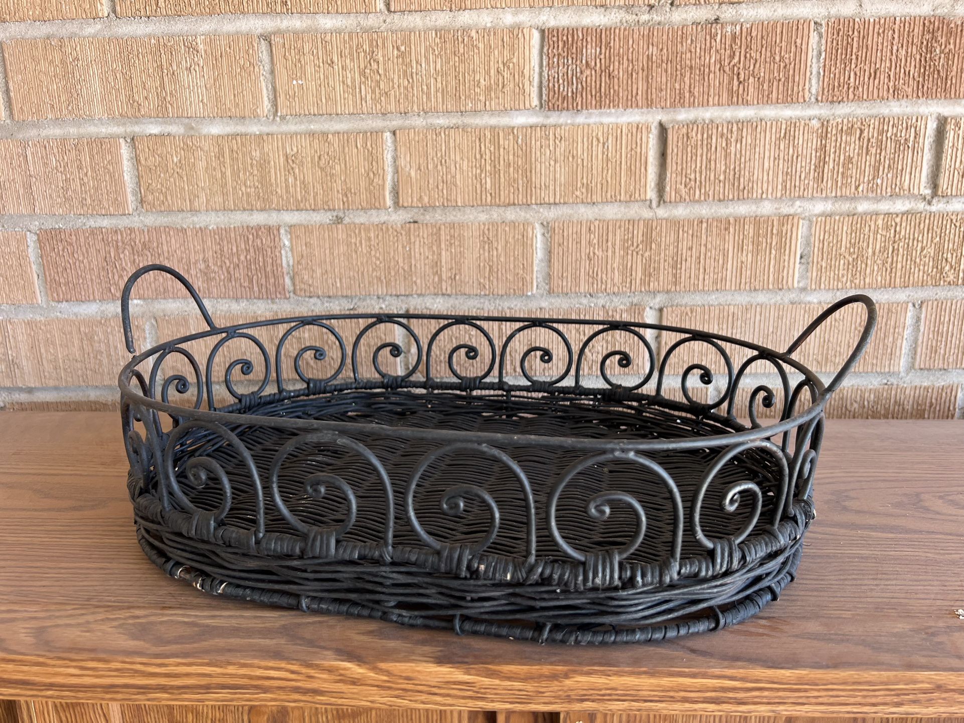 Wire With Wicker Bottom Basket