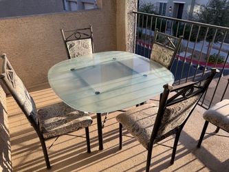 Glass Top Dining Table with 5 Chairs