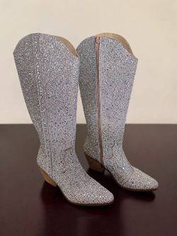 Rhinestone Cowboy Boots Women’s Size 8 | Sparkly Western Knee High Boots | Brand New