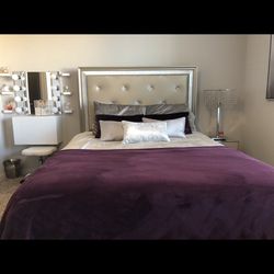 Queen Glam Bed Frame And Matching Dresser 