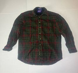 Vintage Pendleton Wool Western Canyon Green/red Plaid Shirt Size Large