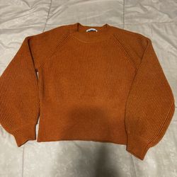 Orange Ribbed Knit Sweater S