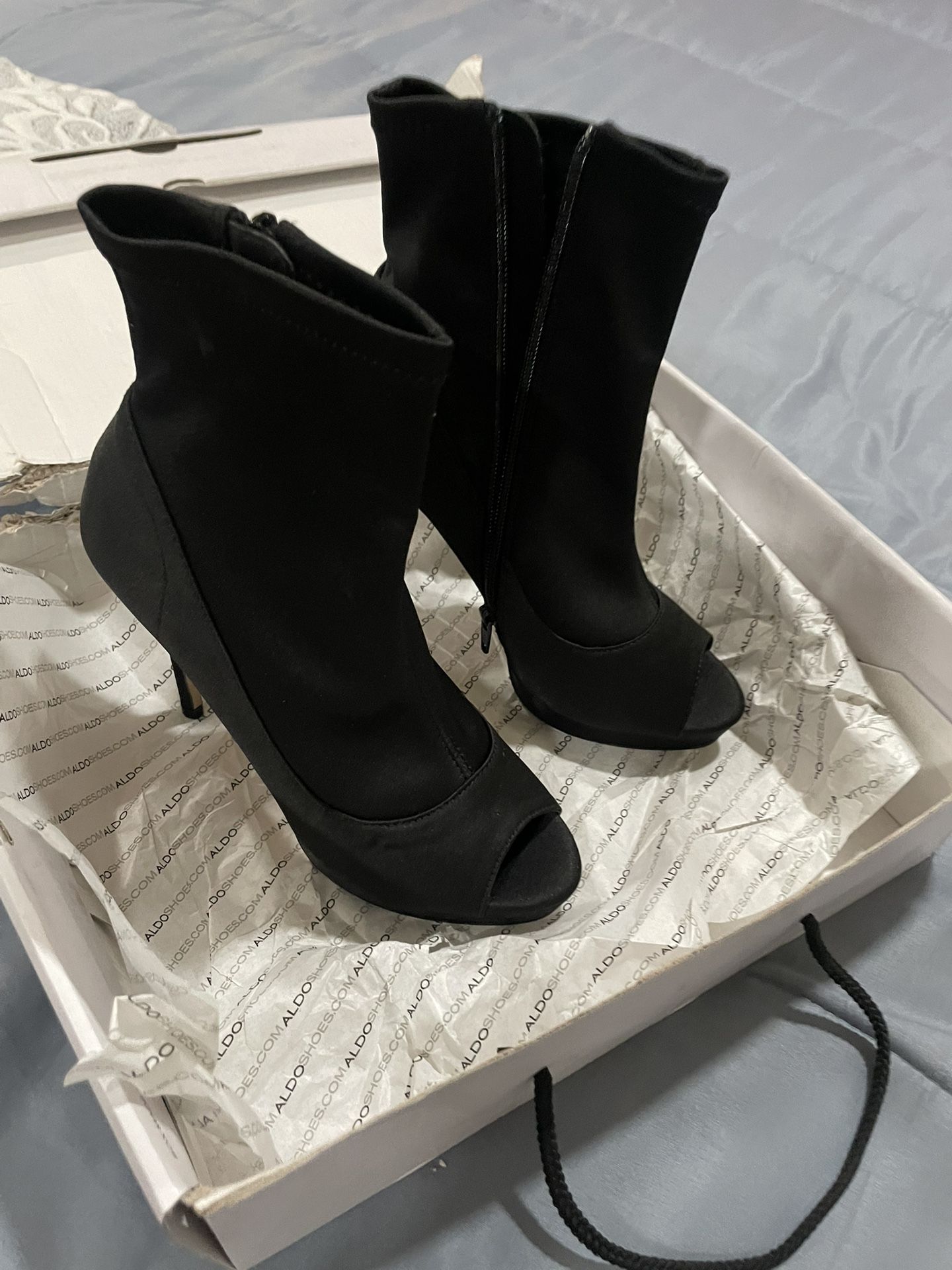 Aldo Black High Heel Boots New 
