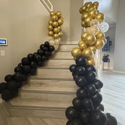 Balloon Garland - Blown Up  - Black Gold 