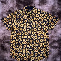 Men’s EMPYRE Sun Flower Button Up Shirt Size Large