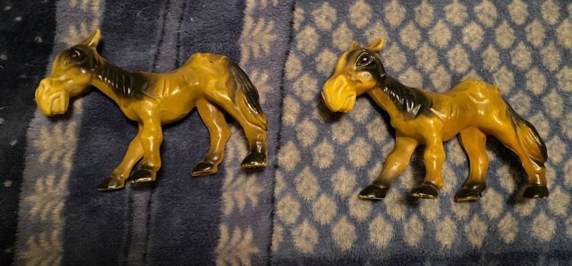 Vintage Donkey Figurine Set - Yellow and Black
