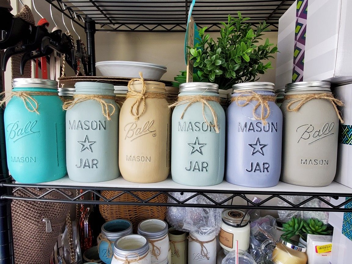 Quart Chalk Painted Mason Jars, Each