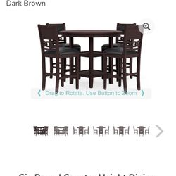 Dining Table & 4 Stools in Dark Brown