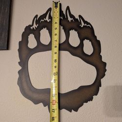 Bear Paw Print Plasma Cut Metal  Wall Art