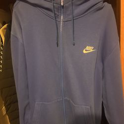 blue nike hoodie zip up  size large