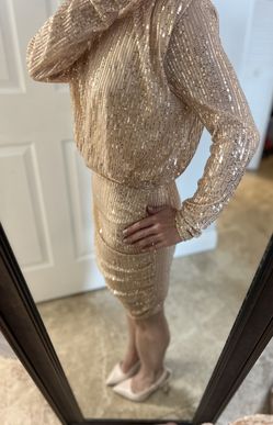 Rose Gold Sequin Long Sleeve Mini Dress