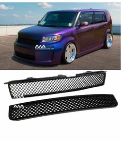 For Scion xB 08-10 Upper & Lower Badgeless Glossy Black Front Mesh Grill Grille