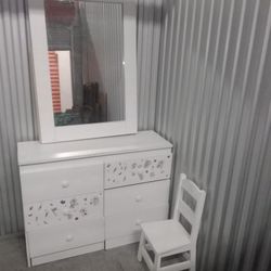 Dresser Mirror And Chair 