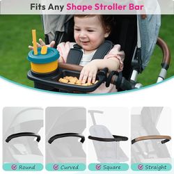 New Universal Stroller Snack Tray, Cup Holder Tray with Silicone Flexible Arms Grip, Universal Stroller Snack Tray Attachment for Baby & Toddler, Stro