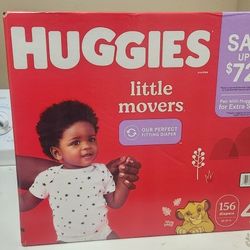 HUGGIES little movers Size 4 / 156 Diapers 2 BOXES!!