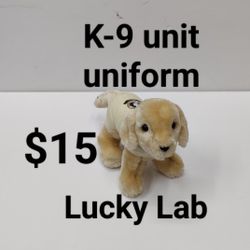 New with tags Rare Douglas Butter Cornell Yellow Lab Dog Plush Stuffed Animal toy + K-9 unit uniform