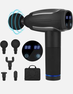 Tiscen Portable Percussion Massage Gun 6 Heads EM005 Brand New w/Case