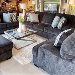 Charenton Charcoal Living Room Set( SOFA and LOVESEAT