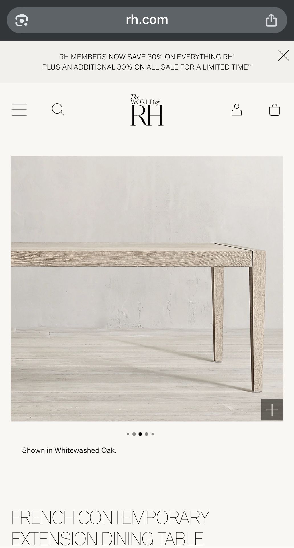 RH Restoration Hardware dining table Minor imperfections