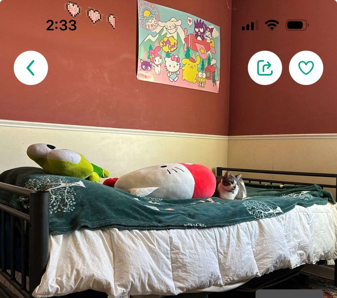 Twin Size Metal Frame Bed -No Screws Required 