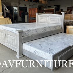 Full Bed W Twin Trundle And 2 Foam Mattresses 