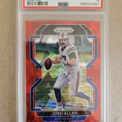 2021 Prizm Josh Allen Red Ice PSA 8 Buffalo Bills 