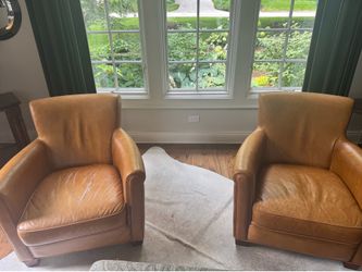 Pottery Barn leather club chairs