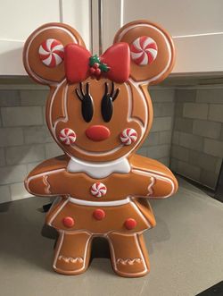 Lighted Gingerbread Minnie Mouse Blow Mold Christmas Decoration 24 Inch