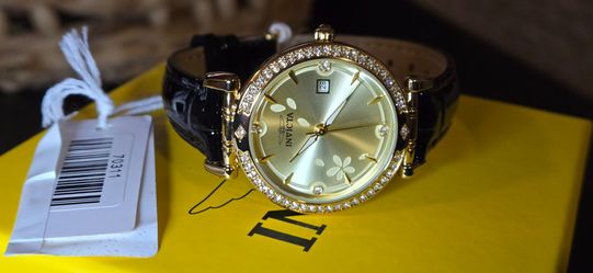Invicta Celestial Lady Gold Tone Metal Dial 33.2mm Black Watch, Brand New