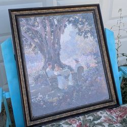 Large Vintage Oil Painting "High Tea"