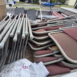 19 Metal fold-up Chairs (Church, Office, Banquet) Priced Individually,  Solid but Some Need Re-Uplhostry