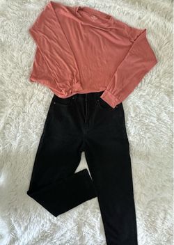 Hollister Long Sleeve Top & Cotten On Black Jeans Bundle