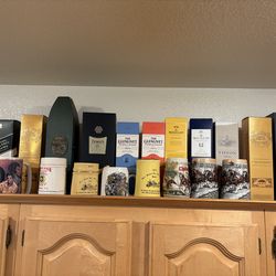 Sale large beer mug collection, decanters and empty whiskey bottles