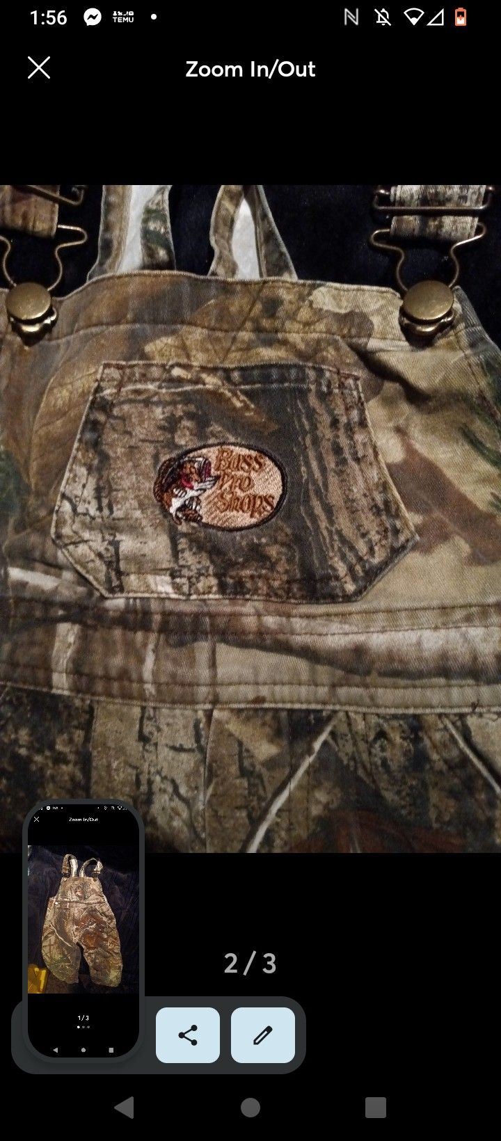 Pro Bass Shop Overalls Size 3T