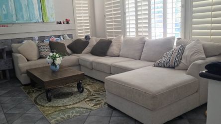 Sofa , decorative pillows and coffee table
