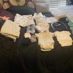 Baby clothes/towels/bottles/bibs/binkys/socks/blankets
