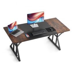 63.2” Computer Office Desk Workstation, Modern Simple Style Laptop Desk Study Writing Table Business Furniture for Home Office ,Brown/Black