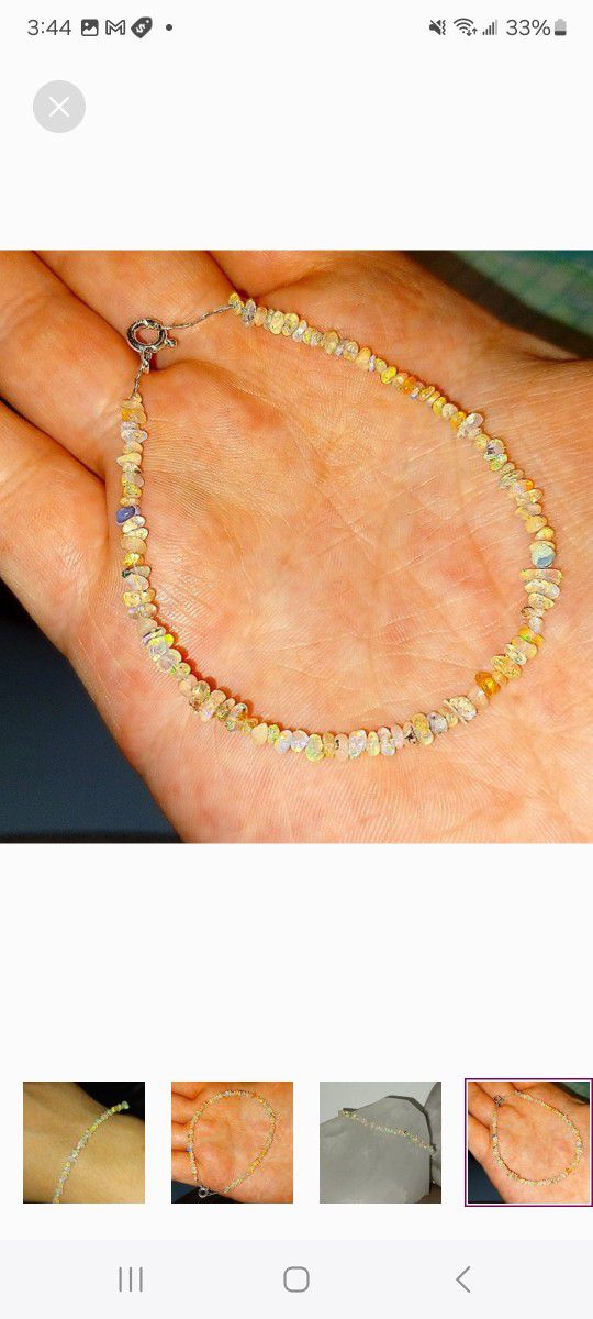 Custom Made Ethiopian Fire Opal Genuine Gemstone Bracelet 7-8"