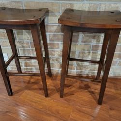 2 WOODEN BAR STOOLS