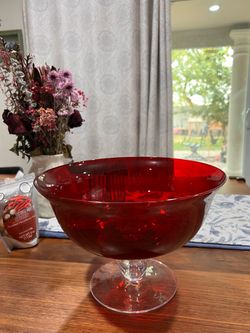 PartyLite Ruby Red 3-Wick Candle Holder / Pedestal Bowl (Retired Model P9897) New!