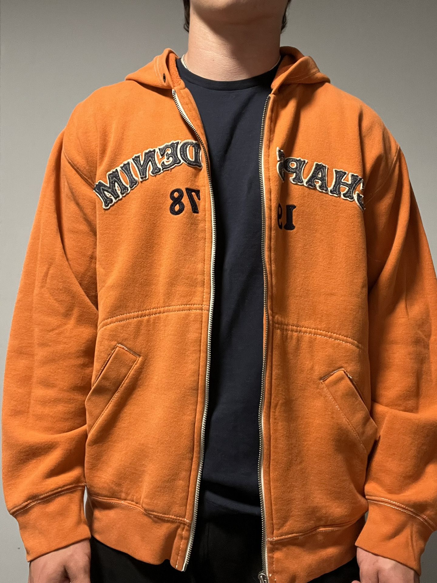 Vintage Chaps Denim Orange Zip-Up – Size L – $25