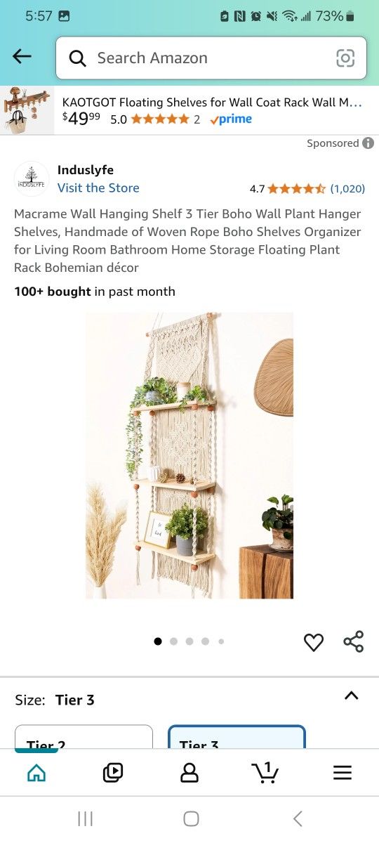 🌿 Macrame Wall Hanging Shelf – 3 Tier Boho Plant Hanger & Floating Organizer – Handmade Rope Décor + FREE Triangle Decoration