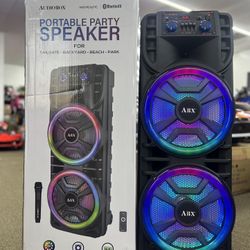  Portable Dual 12” Party Speaker w/ wireless mic