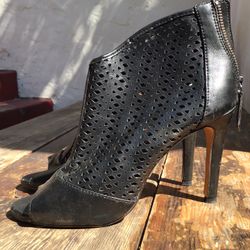 Sexy Black Leather Booties High Heel Women’s Size 8